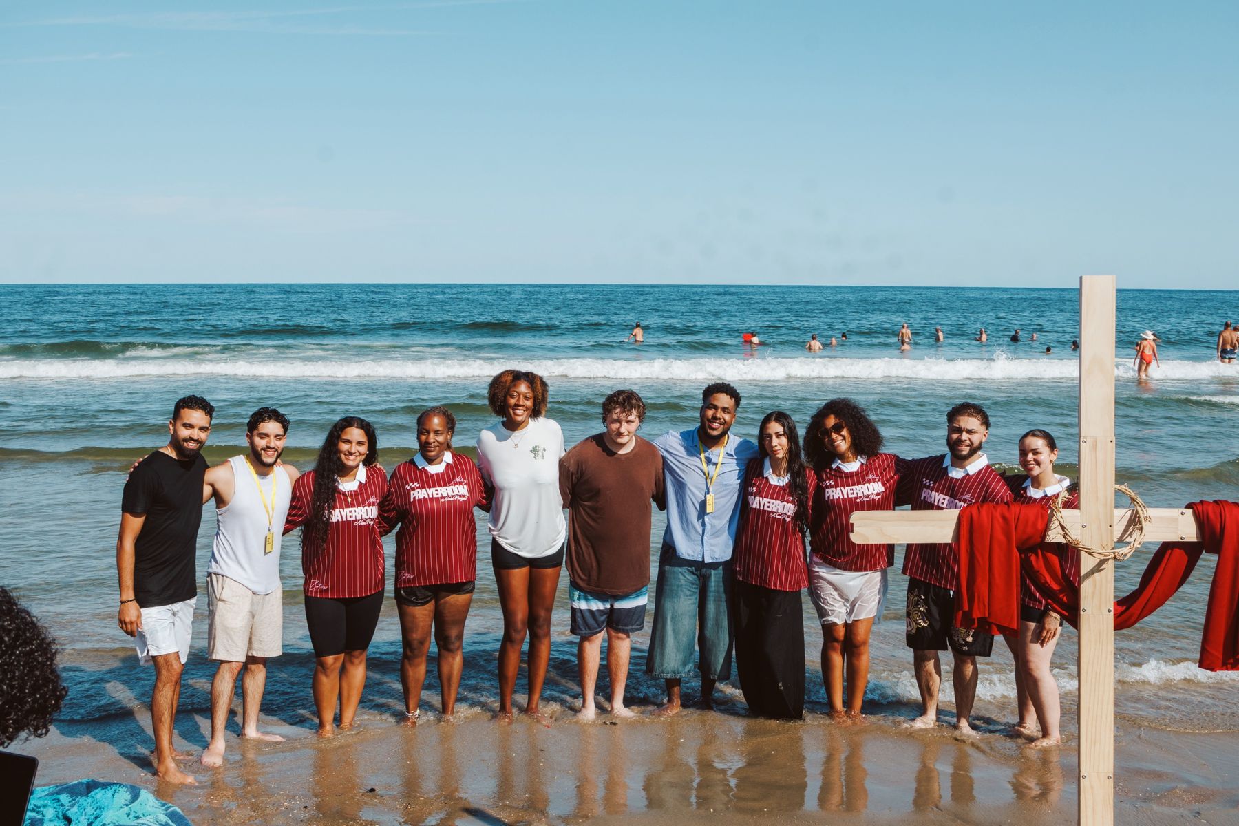 The Abide team at a beach baptism